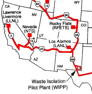 WIPP transportation routes -- Source: Environmental Health Center